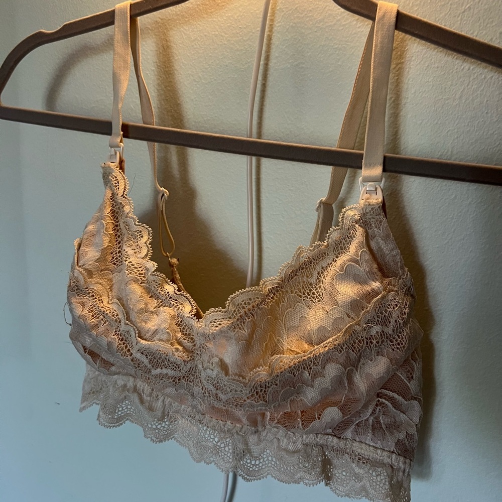 Tulip Lace Organic Cotton Nursing Bralette - Ivory